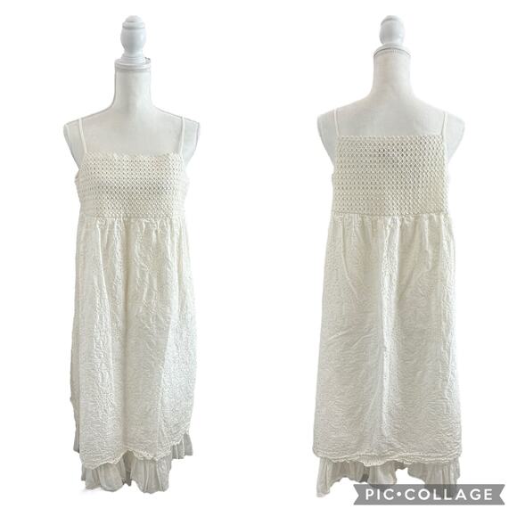 Anthropologie Payal Jain Dress White Lace Eyelet Boho Cottage Size Medium